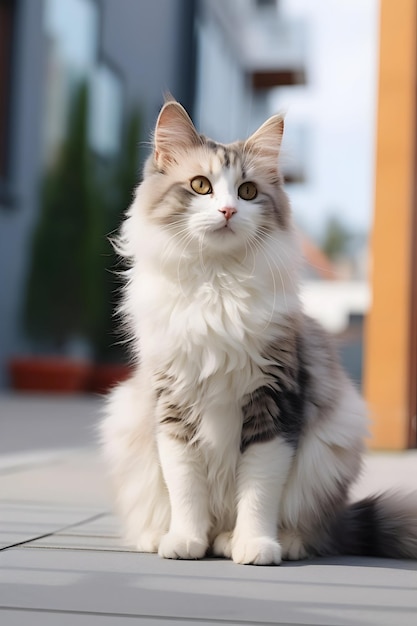 Purebred Cat Resting On Tiled Floor In Apartment