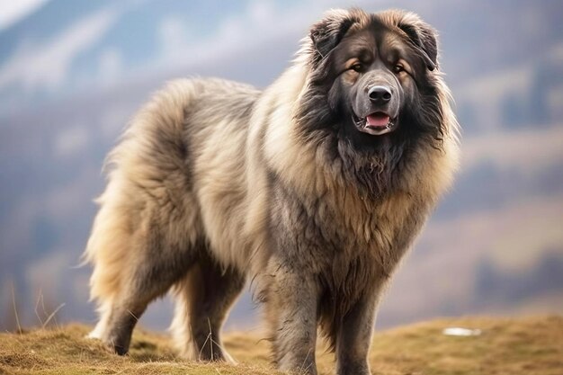 Purebred purebred beautiful breed of dog Caucasian shepherd dog background nature