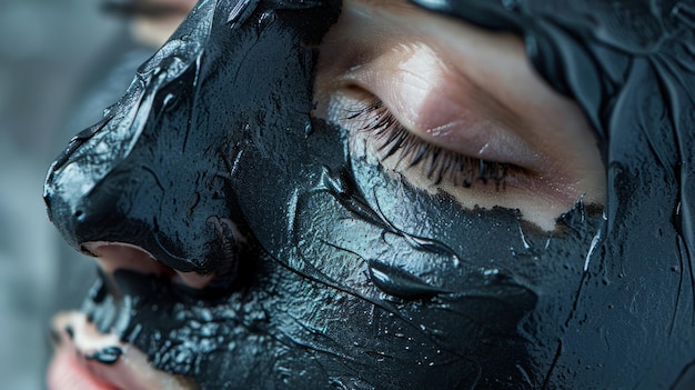 化する黒い泥の皮を剥がすマスク