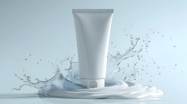 Purity in Motion Realistic Splash Tube Mockup for Skincare and Makeup