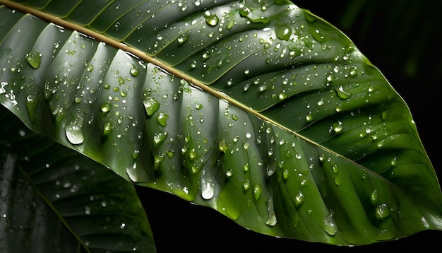写真 自然 の 純 さ 熱帯 の 葉 と 雨 の 滴 を 近く から 見る