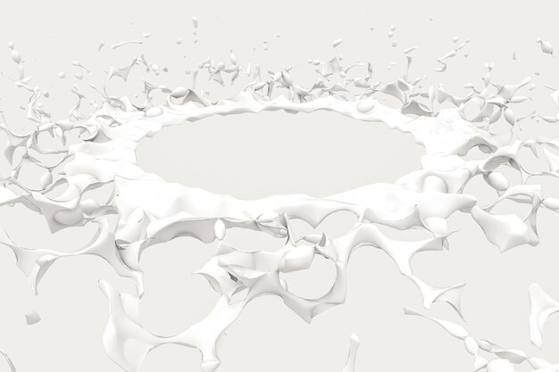 Foto purity splashing milk con forme creative rendering 3d immagine digitale computerizzata