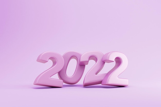 Purple 2022 New Year Symbol on studio background