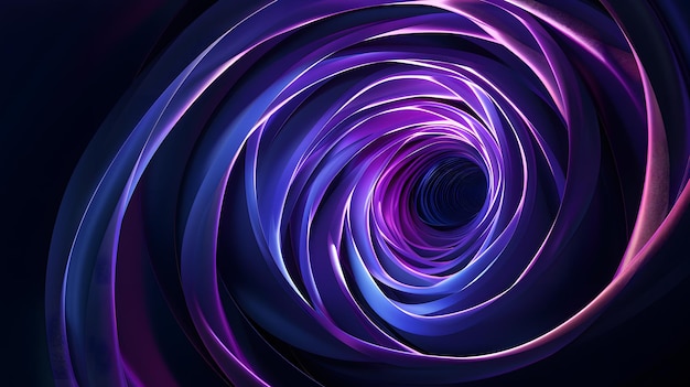 紫色の抽象的な背景の中央に螺旋状のデザイン