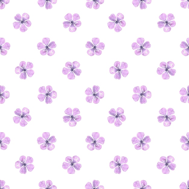 紫色の抽象的な桜のシームレスなパターン白い背景に分離された手描き水彩ギフトラッピング バナー繊維生地の壁紙