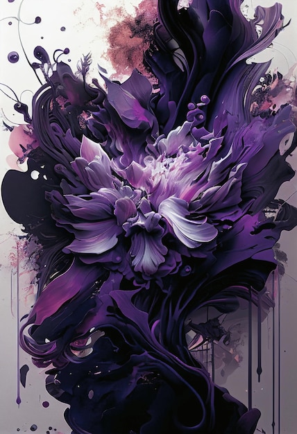 人工知能によって生成された紫の抽象的なスプラッシュ アート