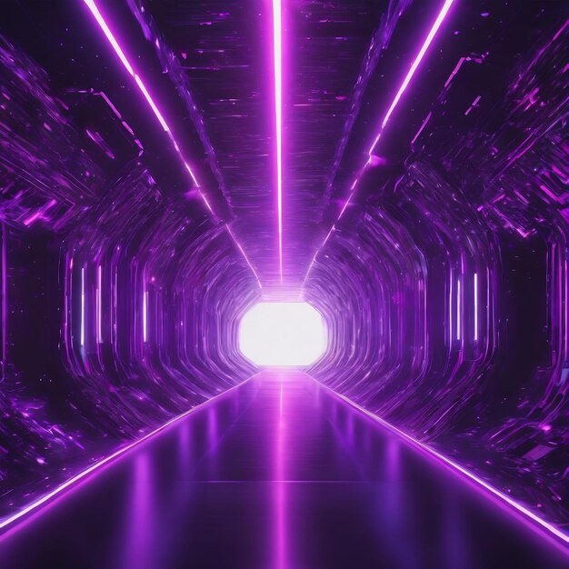 Purple abstract virtual space flying digital data tunnel journey