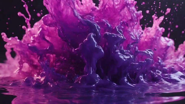 Purple acrylic ink making shapes in the water