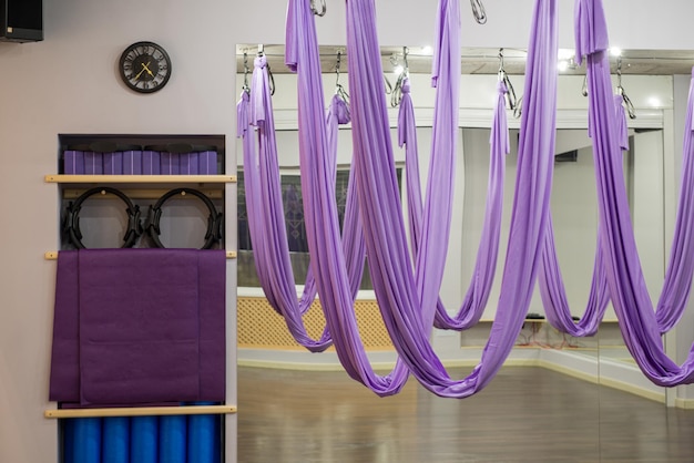 Photo the purple aerial yoga hammocks