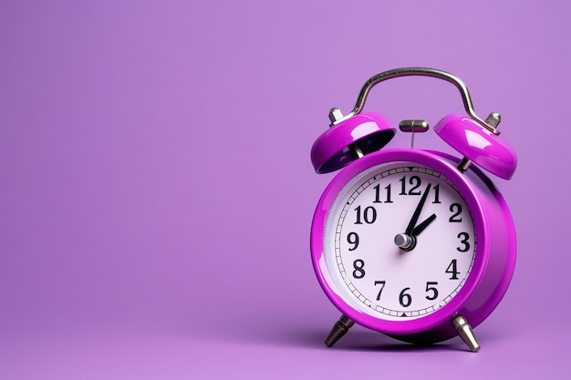 purple alarm clock on a purple background