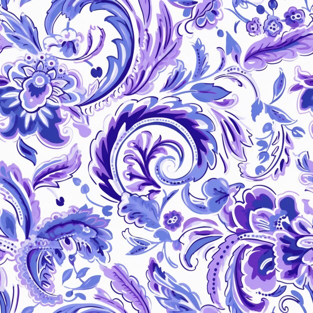 Фото Фиолетовый и синий цветочный рисунок на белом фоне