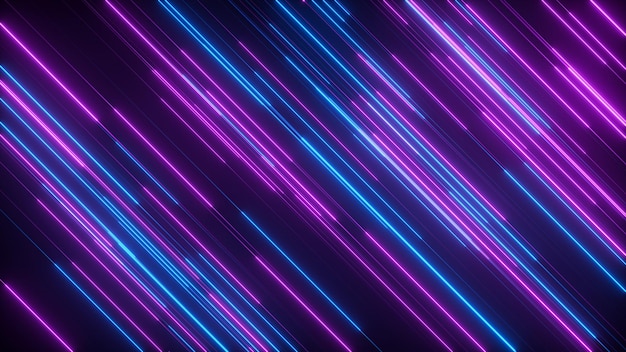 Фото Фиолетовые и синие линии на черном фоне