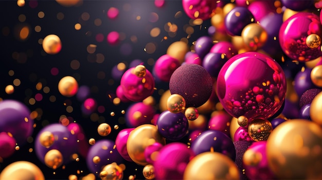 Фото Фиолетовые и золотые рождественские шары