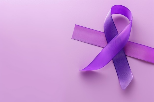 Photo purple awareness ribbon for epilepsy and cancer awareness