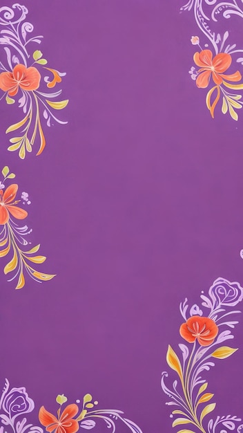 purple background frame with flowers border