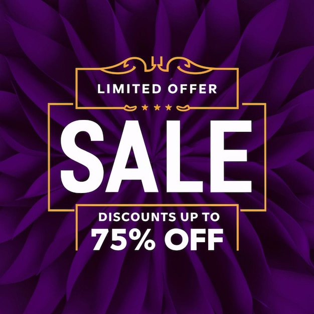 Photo a purple background with a banner that says   off sale