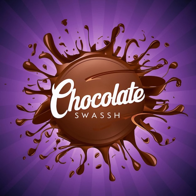 a purple background with a chocolate splash and a purple background with the words chocolate