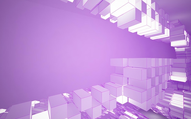 A purple background with cubes and the words