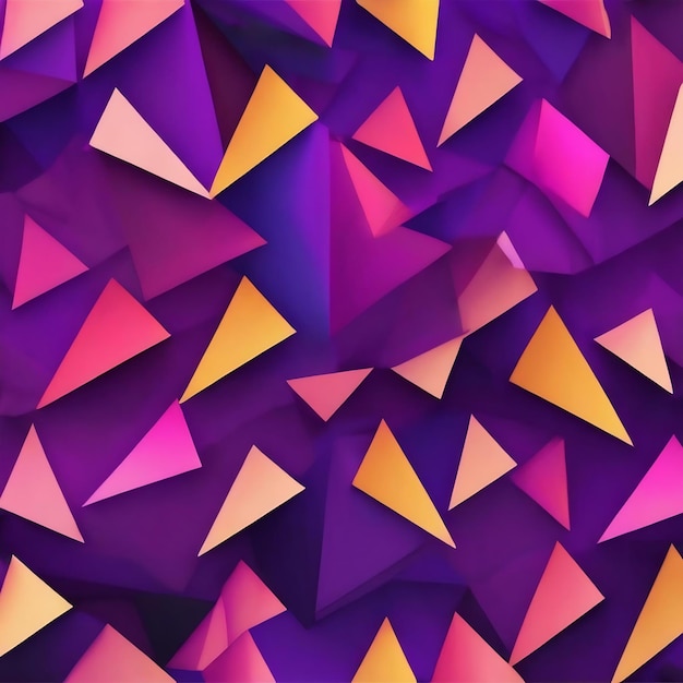 A purple background with a geometric pattern of triangles