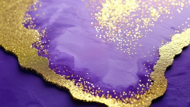 Photo a purple background with gold glitter and a purple background