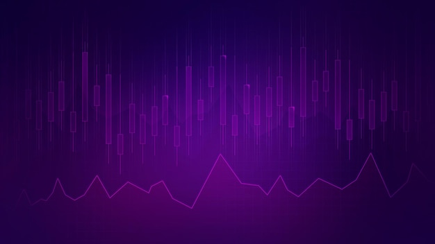紫色の背景にグラフと折れ線グラフ