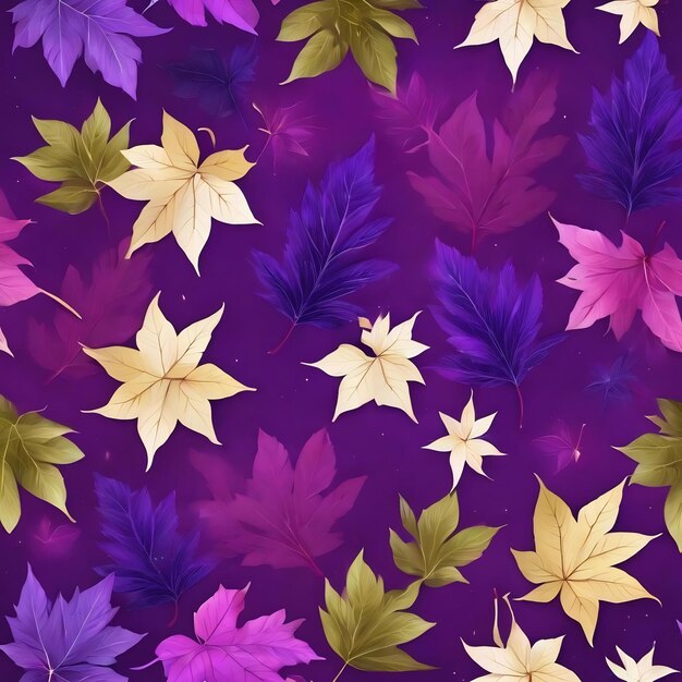 Purple background with leaves and stars