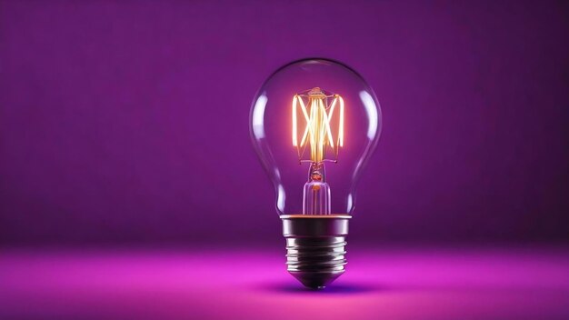 Purple background with a light bulb above it