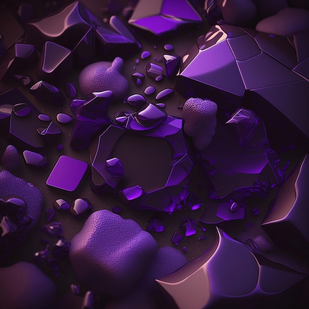 A purple background with a lot of rocks and a lot of shapes.