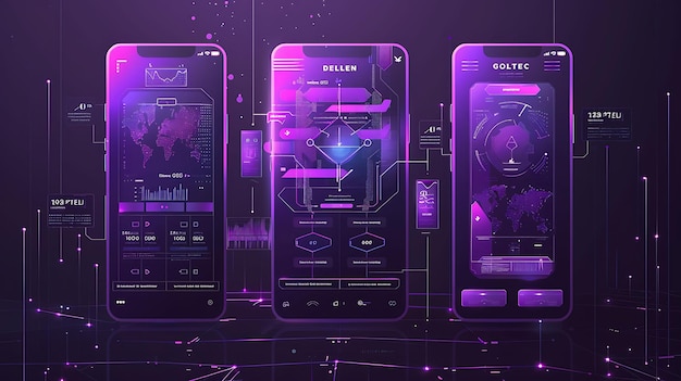 a purple background with a lot of screens and the word power on it