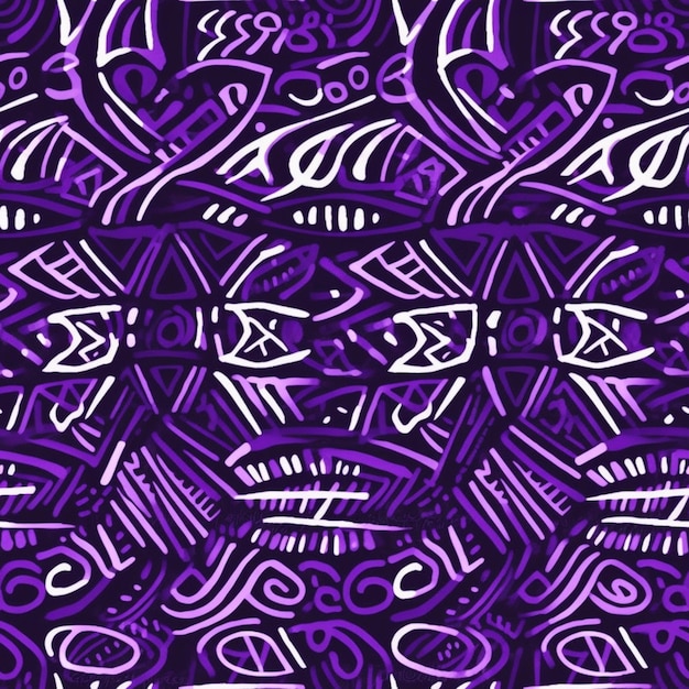 Purple background with a pattern of different shapes and colors.