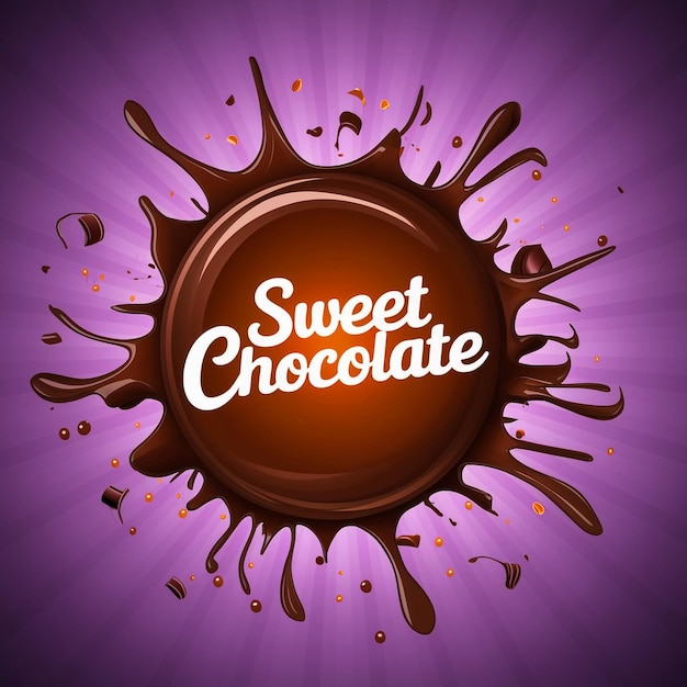 a purple background with a purple background with chocolate and chocolate splashes