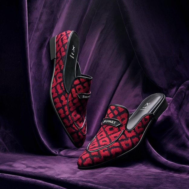 a purple background with a red shoe display that says freehand