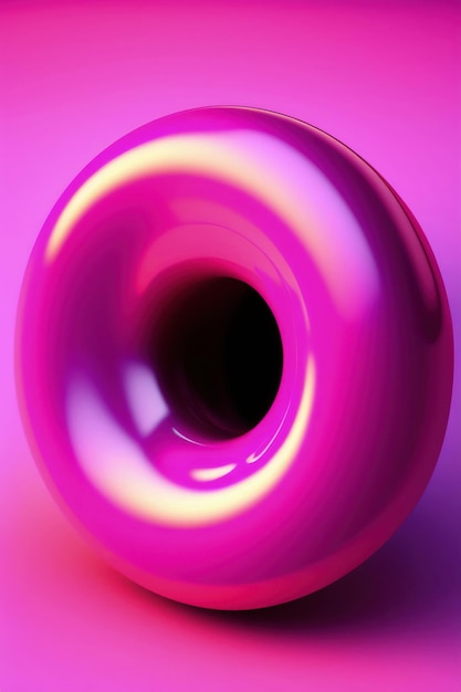 A purple background with a round object that has a hole in it