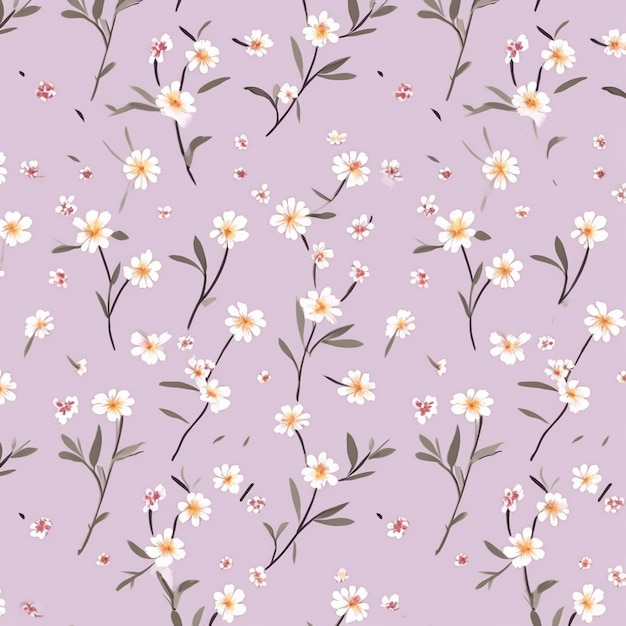 A purple background with white flowers and leaves.