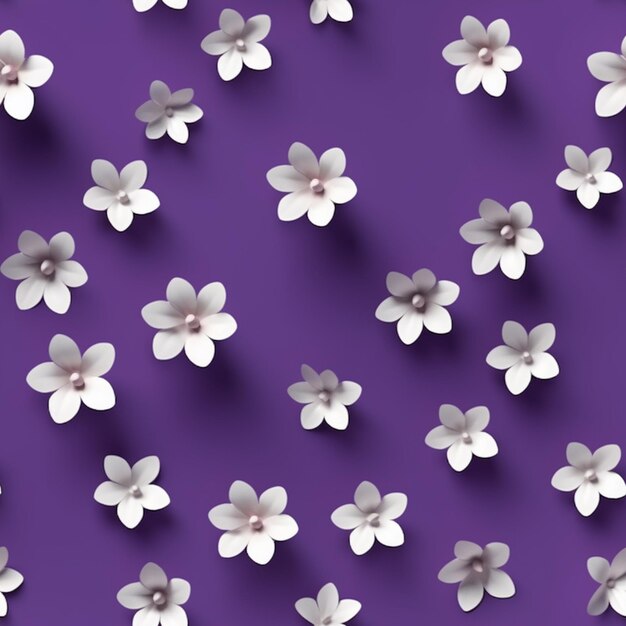 Purple background with white flowers and shadows generative ai