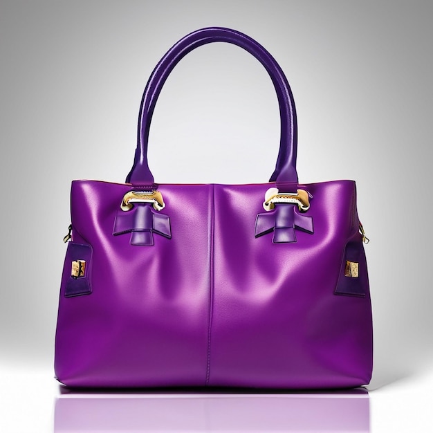 a purple bag with a purple design on the front