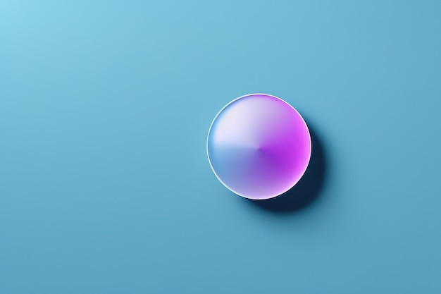 A purple ball with a large purple sphere on a blue background.