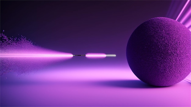A purple ball with a laser beam in the middle of it