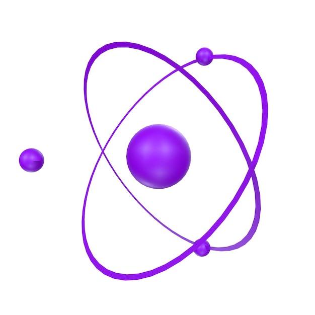 A purple ball with purple balls and a small sphere in the middle.