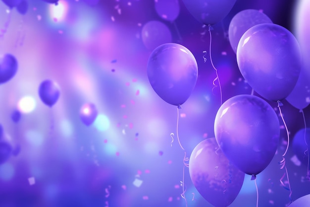 Purple balloons floating in the air a festive celebration with bokeh background Generative AI