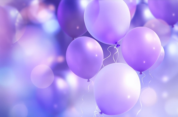 Purple balloons floating in the air a festive celebration with bokeh background Generative AI