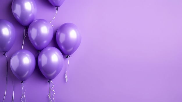 Purple balloons floating on monochromatic vray traced background