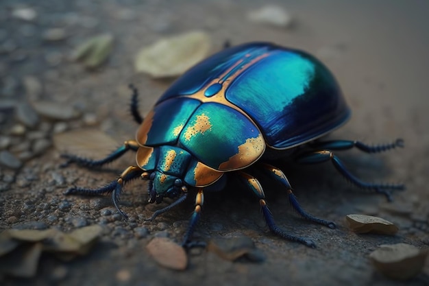 Purple beetle on the ground Ai generated