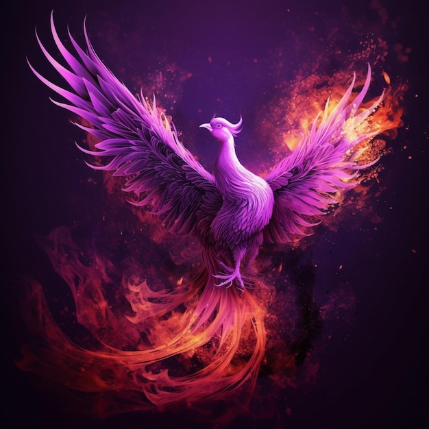 A purple bird with wings spread is shown with the word phoenix on it.