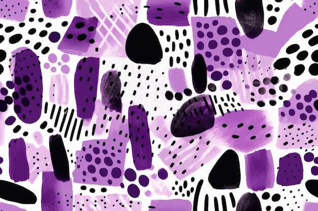 purple and black abstract painting with black spots and dots generative ai