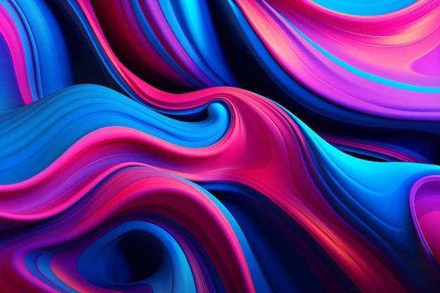 A purple and black abstract wavy shape in the style of photorealistic details neon color palette