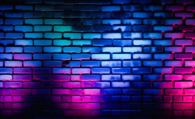 purple and black brick wall with brick strewn with bright lights
