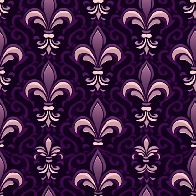 A purple and black pattern with a fleurons on it generative ai