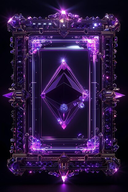 a purple and black square with a purple diamond on the bottom