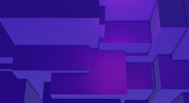 Purple blocks of cubes with reflecting lights 3d render\
background. ai data protection concept for tech company, business,\
web development.